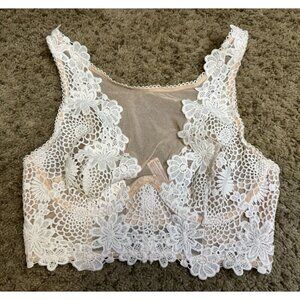 VICTORIA’s SECRET Dream Angels Unlined Bra Nude Ivory Lace High Neck 34C Sexy